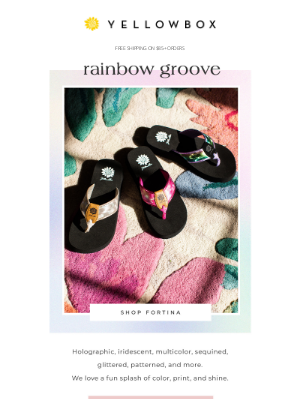 Yellow Box Shoes - RAINBOW GROOVE - Shop flip flops in fun patterns and sparkle ✨