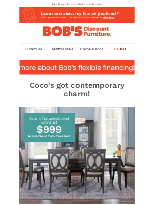 Bob's Discount Furniture - Shop now: The Coco dining collection 🍽️