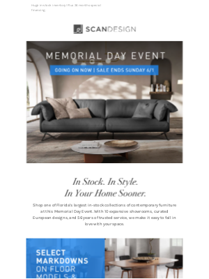 SCAN DESIGN - MEMORIAL DAY EVENT  |  Savings in Every Room!