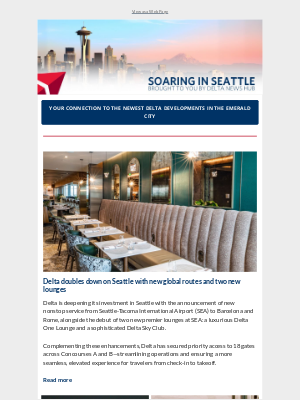 Delta Air Lines - Seattle gets two new lounges, new global routes