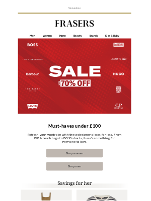 House of Fraser (United Kingdom) - Sale bestsellers under £100