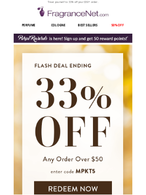 FragranceNet - 33% OFF $50+? Yes, But Only for a Flash ⏰