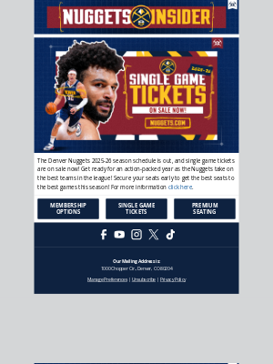 Denver Nuggets - Your Denver Nuggets 2025-26 Tickets on sale NOW!