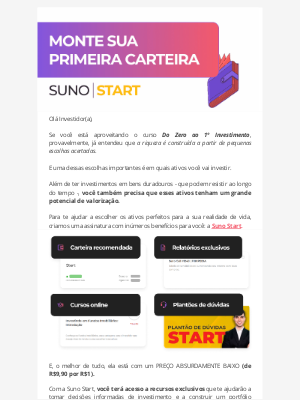 Suno (Brazil) - [Promoção Suno Start] Investidor(a) monte sua 1ª carteira