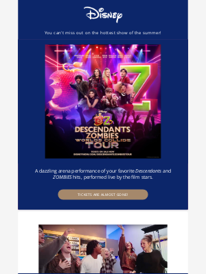 Disney+ - LOW TICKET WARNING - Descendants/Zombies: Worlds Collide Tour