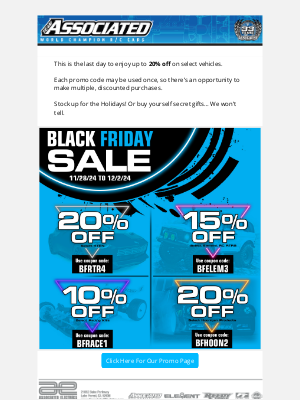 Team Associated - Cyber Monday Sale!