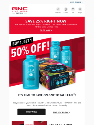 GNC - 3 of our favorite words— protein brownie sale. Save now on all GNC Total Lean! 😋