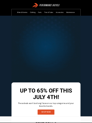 Performance Bicycle - Up To 65% Off This July 4th!
