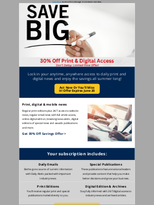 furniture today - Roger, lock in a 30% discount on print & digital access - so you can stay informed all summer long 🏖️