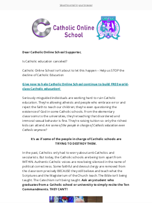 Your Catholic Voice Foundation - Is Catholic education canceled?