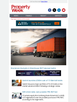 Property Week - Blackstone triumphs in Warehouse REIT takeover battle
