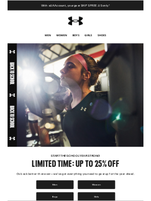 Under Armour - Time’s running out for up to 25% off!