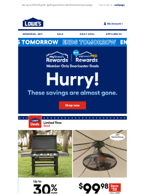 Lowe's - 🔴Ends tomorrow: Member Only Doorbuster Deals