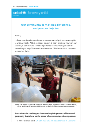 UNICEF (Australia) - Walter, our supporters are bringing hope to children in Gaza