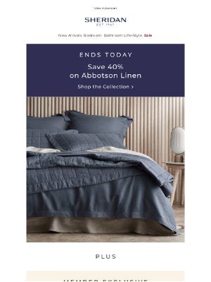 Sheridan (Australia) - Ends today: 40% off Abbotson Linen