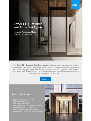 C.R. Laurence Co. - Meet Entice HP+, Your All-In-One High-Performance Entrance and Storefront Solution