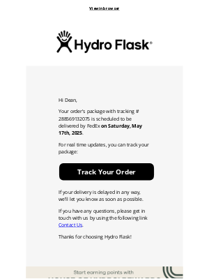 Hydroflask - 🗓️ Your package from Hydro Flask is due to arrive soon