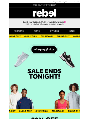 Rebel Sports (Australia) - Afterpay Day sale ENDS TONIGHT ⏰ Online only.