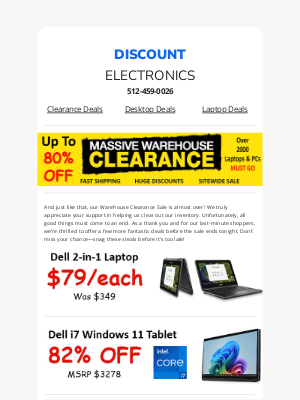 Discount Electronics - $79 Dell Tablet, $299 i7 Package, $499 i7 15.6