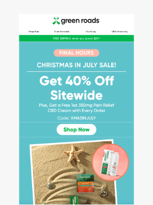 Green Roads - Final Hours! Get 40% Off + A Freebie!