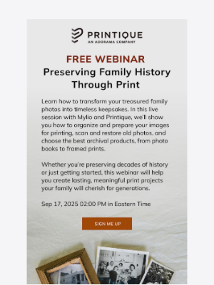 Printique - Free Webinar: Transform Family Photos into Timeless Keepsakes