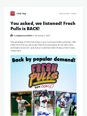 COMC - You asked, we listened! Fresh Pulls is BACK!