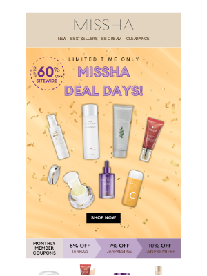 MISSHA - MISSHA Deal Days! 🎉 Up to 60% OFF SITE WIDE!