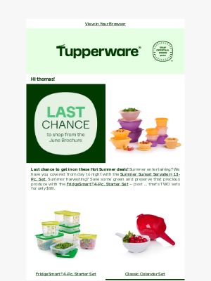 Tupperware - Last chance to shop from the June brochure