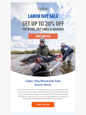 tridentflyfishing.com - Labor Day Sale has started!