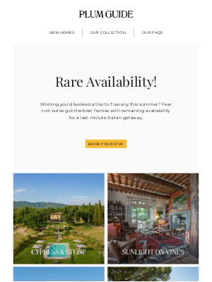 The Plum Guide - Rare Availability in Tuscany.