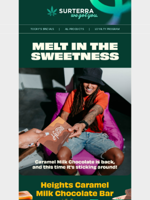 Surterra Wellness - 🍫 Caramel Milk Chocolate is back. 🍫