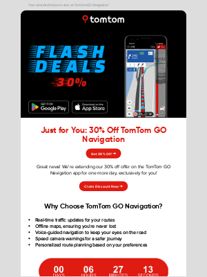 TomTom - One More Day of 30% Off!
