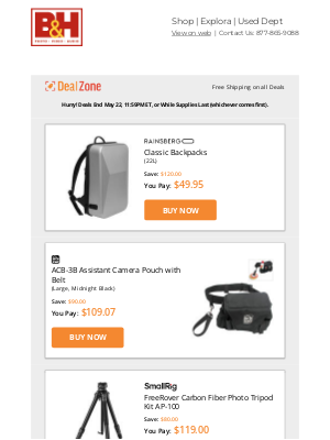 B&H Photo Video - Today's Deals: 💰$120 OFF! RAINSBERG Classic Backpacks & More!