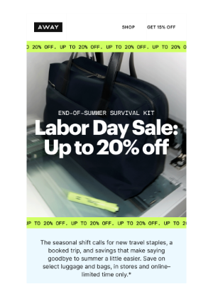 Away - Need not want: up to 20% off