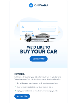 Carvana - Dale, we want YOUR car!