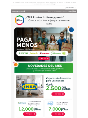 Falabella (Chile) - ¡Conoce los canjes de mayo y canjea tus CMR Puntos!