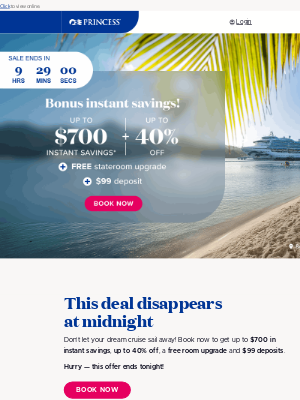 Princess Cruises - Up to $700 off is going... going...
