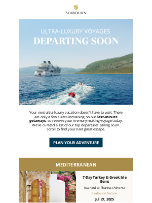 Seabourn Cruise Line - Discover Last-Minute Getaways — Ultra-Luxury at Sea Awaits