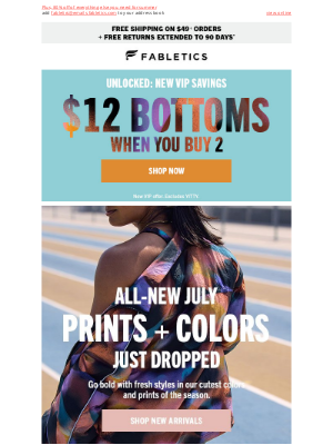 Fabletics - Get $12 bottoms in all-new prints and colors ☀️