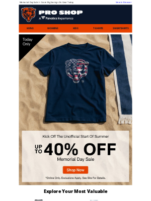 Chicago Bears - One Day, One Sale -- Up To 40% Off Is Live!