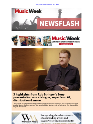Music Week - 5 highlights from Rob Stringer's Sony presentation on catalogue, superfans, AI, distribution & more