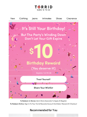 Torrid - LYDIA, Your $10 birthday gift expires soon​