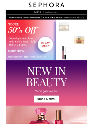 Sephora - Select beauty at 50% off? Say yes!