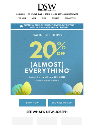 Designer Shoe Warehouse - HOURS LEFT: 20% off!
