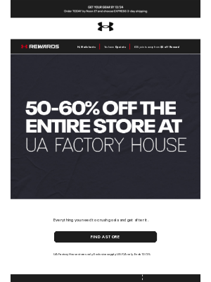 Under Armour - Get 50-60% off at UA Factory House stores