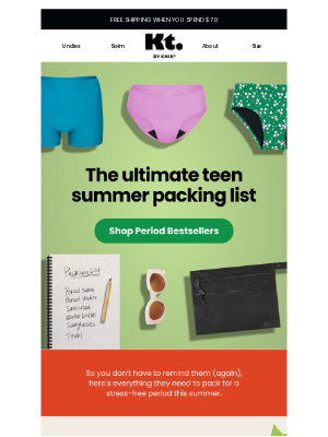 Knixteen - 5 things they can’t forget to pack