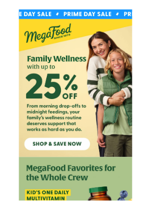 MegaFood - Prime Day Sale: Up to 25% Off Family Wellness
