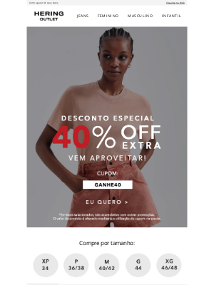 Hering Outlet (Brazil) - 🛍️ 40% EXTRA está no ar!