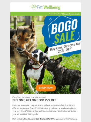 Pet Wellbeing - BOGO 25% OFF for your pet’s New Years resolution 🐶😸🎉