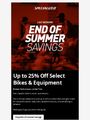 Specialized Bicycle Components - Last Weekend to Save Big